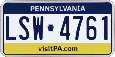 PA license plate LSW4761