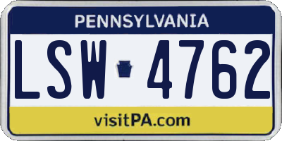 PA license plate LSW4762