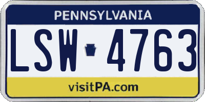 PA license plate LSW4763