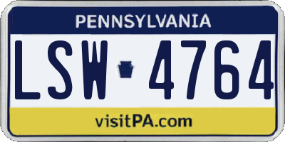 PA license plate LSW4764
