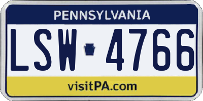 PA license plate LSW4766