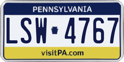 PA license plate LSW4767