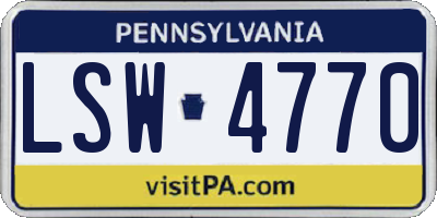 PA license plate LSW4770