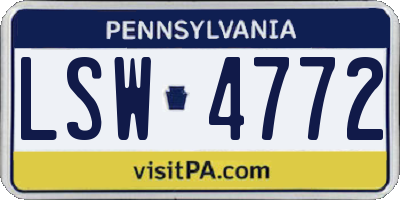 PA license plate LSW4772