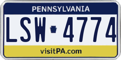 PA license plate LSW4774