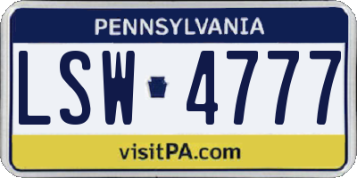 PA license plate LSW4777