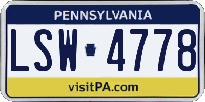 PA license plate LSW4778