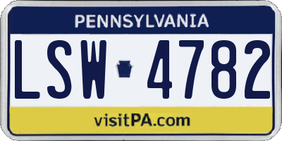 PA license plate LSW4782