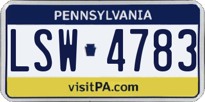 PA license plate LSW4783