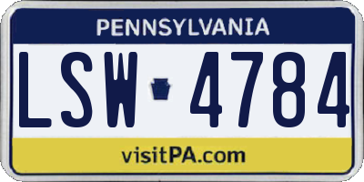 PA license plate LSW4784