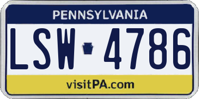 PA license plate LSW4786