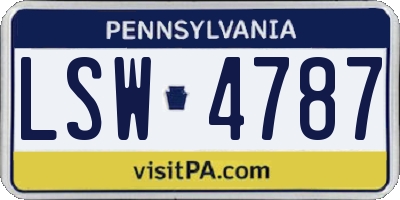 PA license plate LSW4787