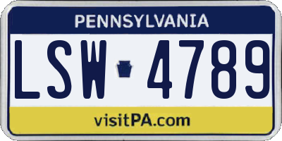 PA license plate LSW4789