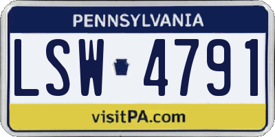 PA license plate LSW4791
