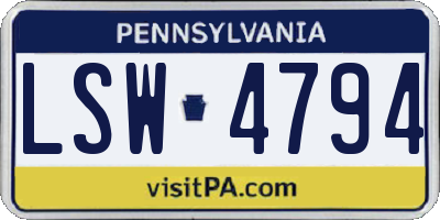 PA license plate LSW4794