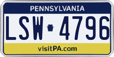 PA license plate LSW4796