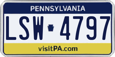 PA license plate LSW4797