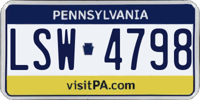 PA license plate LSW4798