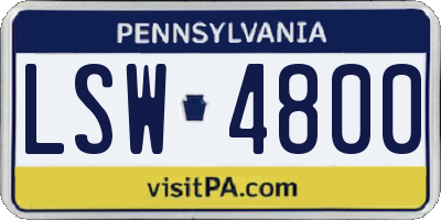 PA license plate LSW4800