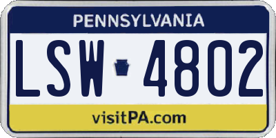 PA license plate LSW4802