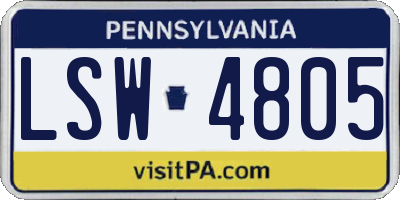 PA license plate LSW4805