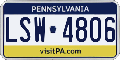 PA license plate LSW4806