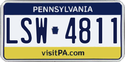 PA license plate LSW4811