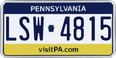 PA license plate LSW4815