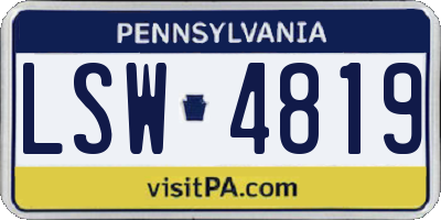 PA license plate LSW4819