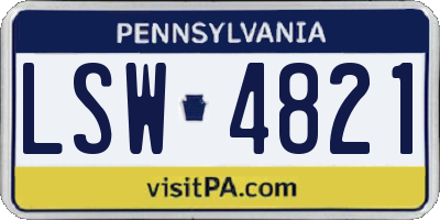 PA license plate LSW4821