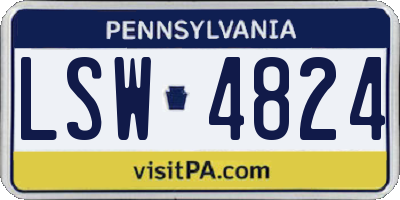 PA license plate LSW4824