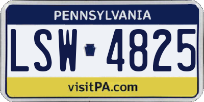 PA license plate LSW4825