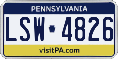 PA license plate LSW4826