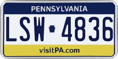 PA license plate LSW4836