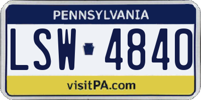 PA license plate LSW4840