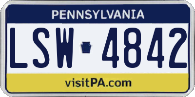 PA license plate LSW4842