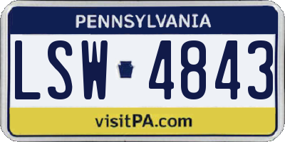 PA license plate LSW4843