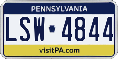 PA license plate LSW4844