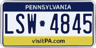PA license plate LSW4845