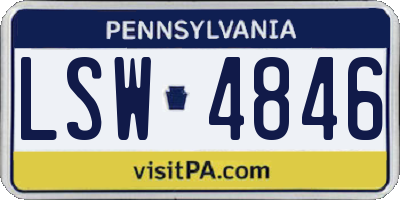 PA license plate LSW4846