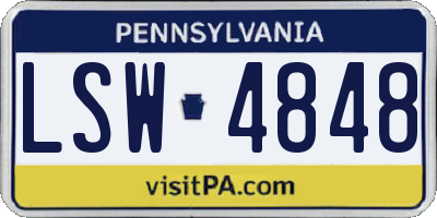 PA license plate LSW4848