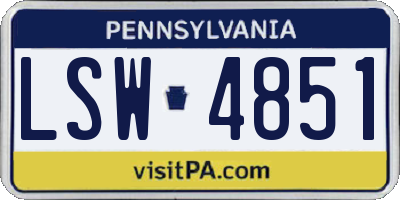 PA license plate LSW4851