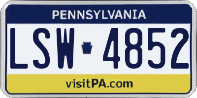 PA license plate LSW4852