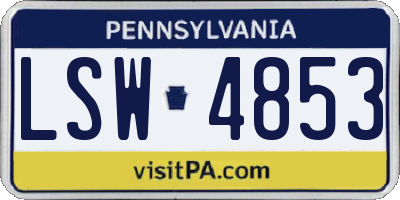 PA license plate LSW4853