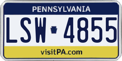 PA license plate LSW4855