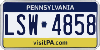 PA license plate LSW4858