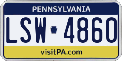 PA license plate LSW4860