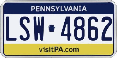 PA license plate LSW4862