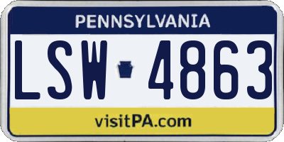 PA license plate LSW4863