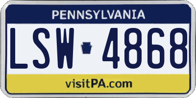 PA license plate LSW4868
